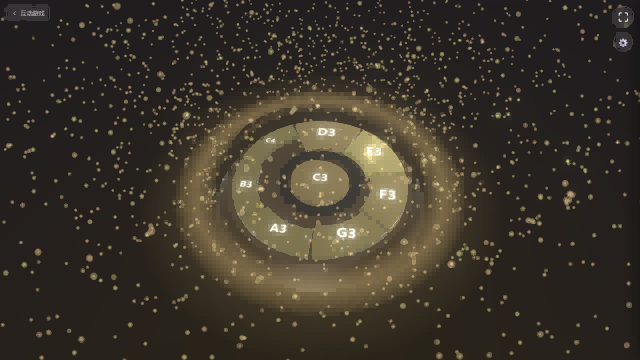 Particle light effects dance to the pitch when you strike